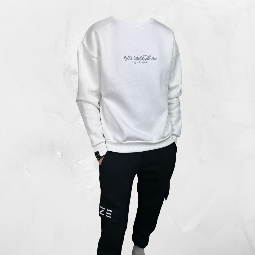 Dope Conversations White Sweatshirt - Maze Streetwear